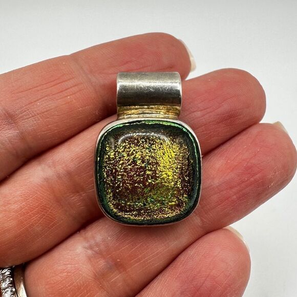 Stamped Mexico 925, sterling silver, Dichroic Glass pendant! - Picture 3 of 8